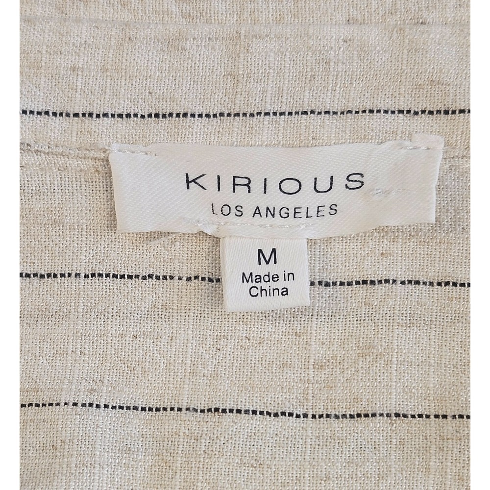 Kirious LA Cropped Striped Button Shirt Ivory Boxy Coastal Cottagecore Coquette - Picture 3 of 7